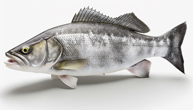 A sea bass on a white background - Generative AI