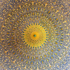 Beautiful ceilings artwork square background of Iranian architecture artwork