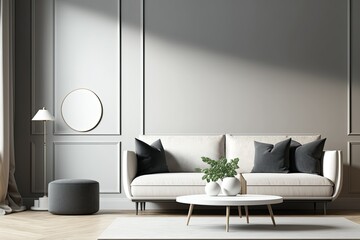 modern living room design, empty wall mockup,. Generative AI