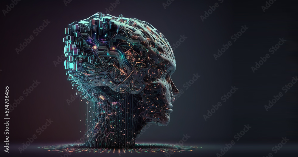 Leinwandbilder artificial intelligence, a humanoid cyber girl with a neural network thinks. artificial intelligence