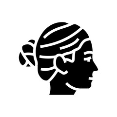 bun hairstyle female glyph icon vector illustration