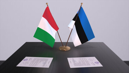 Estonia and Italy country flags 3D illustration. Politics and business deal or agreement