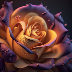 Close-up of purple and orange rose, Generative AI