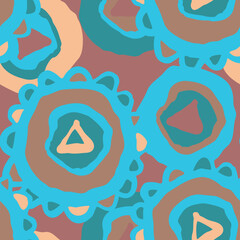 Obraz premium Abstract seamless vector pattern with circle, dots and spots decorative elements. Hand drawn background in boho style for textile print, fabric design, wallpaper and digital paper, wrapping.