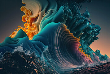 Abstract waves in the ocean, background wallpaper, Generative AI