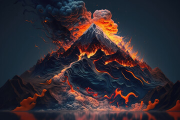 Fototapeta na wymiar Volcano eruption, abstract background wallpaper, Generative AI