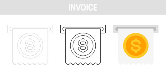 Invoice tracing and coloring worksheet for kids
