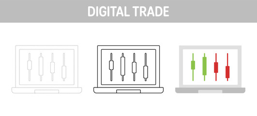 Digital Trade tracing and coloring worksheet for kids