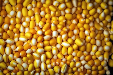 Corn grains textured background. Generative AI illustration