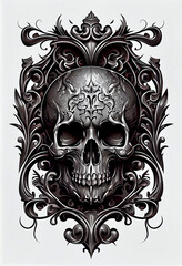 Generative AI abstract render of a gothic skull