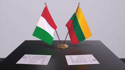 Lithuania and Italy country flags 3D illustration. Politics and business deal or agreement