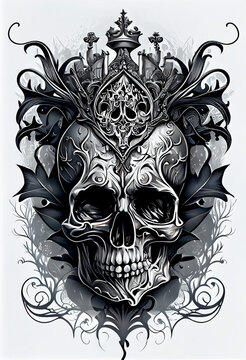 Generative AI abstract render of a gothic skull