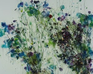Flower painting landscape created with generative ai technology