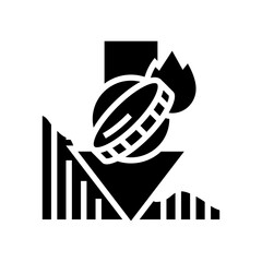loss of revenue financial crisis glyph icon vector illustration