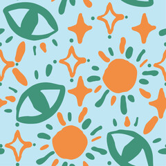 Abstract seamless vector pattern with circle, dots and spots decorative elements. Hand drawn background in boho style for textile print, fabric design, wallpaper and digital paper, wrapping.