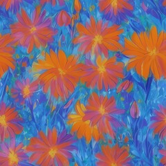 Fototapeta na wymiar seamless floral background created with generative ai technology