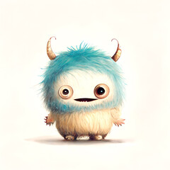 Little monster isolated on white background. Ai generated.