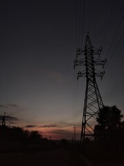 power lines at sunset
