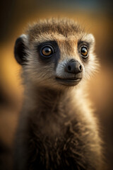 Obraz premium funny close-up meerkat portrait on dark background