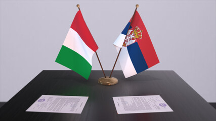 Serbia and Italy country flags 3D illustration. Politics and business deal or agreement