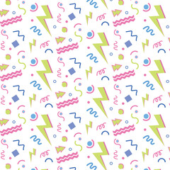 A pattern with bright graphic geometric elements and a zipper in the style of the 2000s	