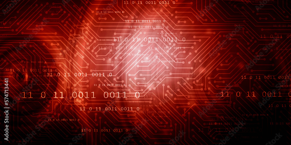 Poster 2d illustration abstract digital binary data on computer screen
