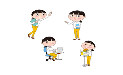働くかわいい女性会社員のイラスト03