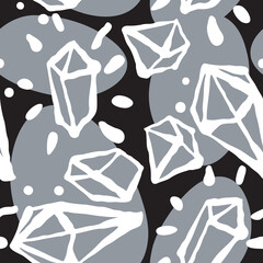 Fototapeta premium Abstract seamless vector pattern with gemstones decorative elements. Hand drawn background in boho style for textile print, fabric design, wallpaper and digital paper, wrapping.
