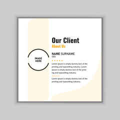 Modern and creative client testimonials or customer feedback social media post design
