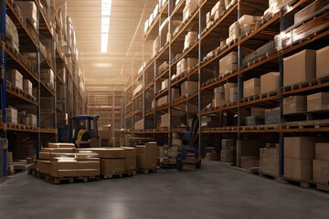Loader In The Goods Warehouse. Generative AI