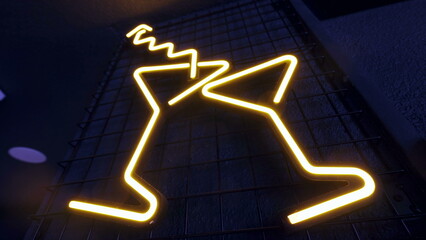 Cocktail drink neon sign on wall advertising night entertainment