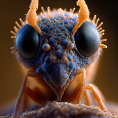 Generative ai macro illustration hyperrealistic of an ant isolated background
