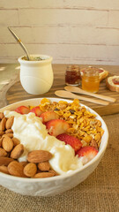 Healthy breakfast with fruits and nuts