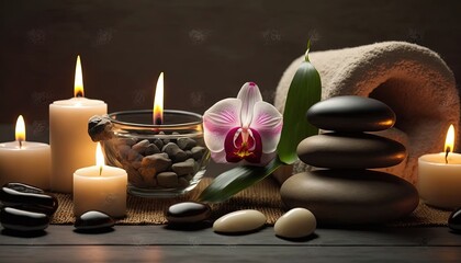 illustration of spa skin care product, sea salt in bottle with flowers and spring time nature background, Generative Ai