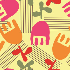 Tulip with leaves pattern for fabric print, background decoration, paper ornament, wallpaper. Floral, garden, botanical, theme. Romantic, elegant hand drawn illustration. Vintage style vector drawing.