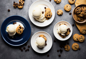 Obraz premium Indulge in a sweet treat: ice cream and cookies.