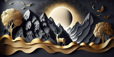 Modern artistic wall decoration classy beautiful wallpaper is the decoration of the room. AI generated image.