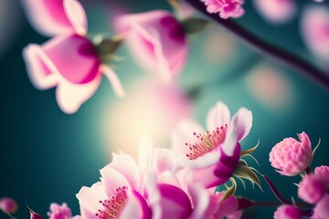 A Feminine Floral Creation Using Cherry Blossoms and Pink Roses