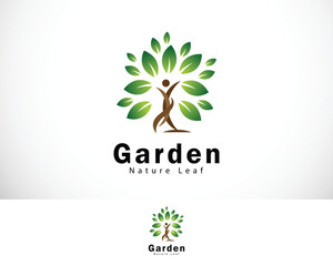 garden logo creative nature tree people leaf logo creative health life