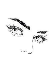 vector illustration of woman eyes with long lashes