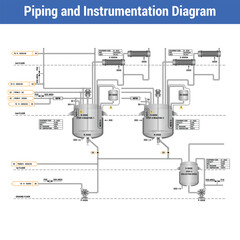 Vector Illustration for Piping and Instrumentation Diagram