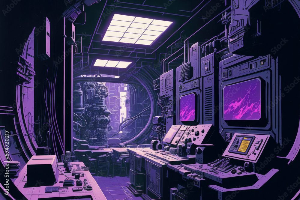 Poster scientific laboratory on space station. technology background and science concept ,made with generat