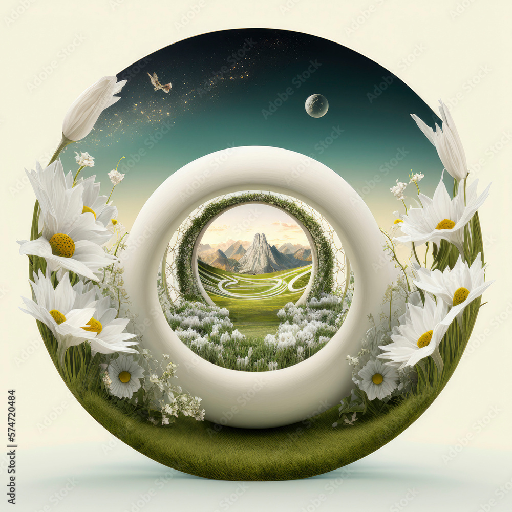 Poster the portal to the other world. future cyber technology time machine. parallel dimension time line co