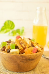 Healthy breakfast with fruits and nuts