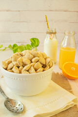 Healthy breakfast with fruits and nuts