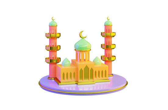 masjid icon on white background 3d render concept for pray time ramadan kareem eid festival