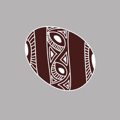 Hand drawn Easter egg with white lines on a brown background. Ethnic traditional motif ukrainian national pattern swirls

