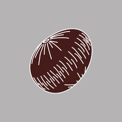 Hand drawn Easter egg with white lines on a brown background. Ethnic traditional motif ukrainian national pattern swirls
