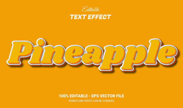 pineapple fruit fresh text effect design