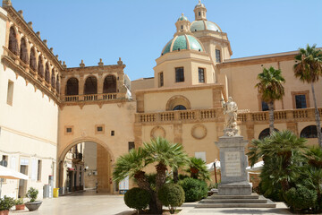 Fototapeta premium The Basilica of the Santissimo Salvatore is the main place of Catholic worship in Mazara del Vallo. It is of Norman origin followed by the Aragonese and Spanish style.